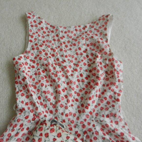 Adorable, summer sleeveless red floral dress, size 6, by MODA INT'L - Picture 2 of 9